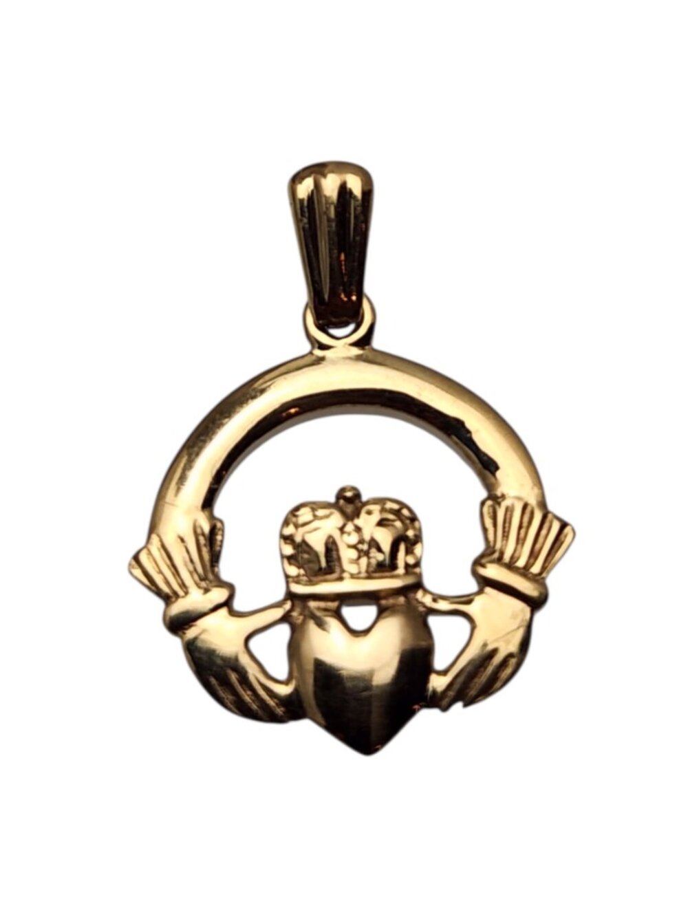 9K Yellow Gold Claddagh Pendant #25825
